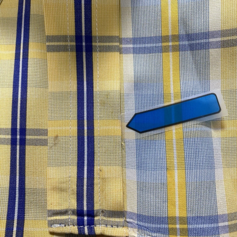 Turnbull Asser Dress Shirt 16 Blue Yellow Plaid - Picture 10 of 10